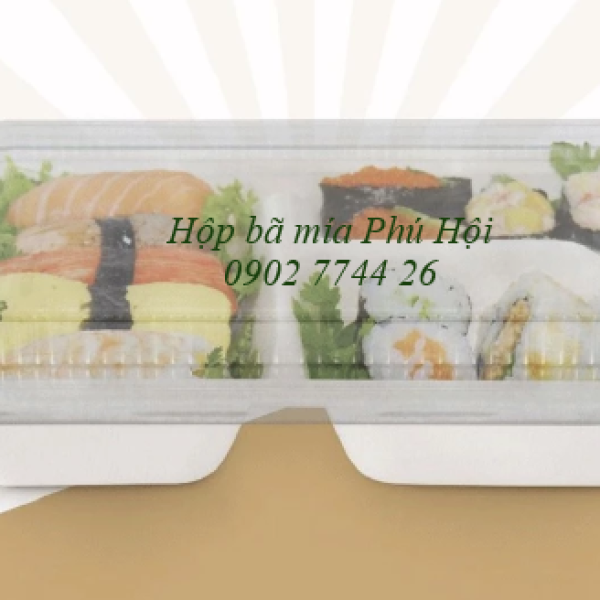 Hộp bã mía 3 ngăn nắp PET